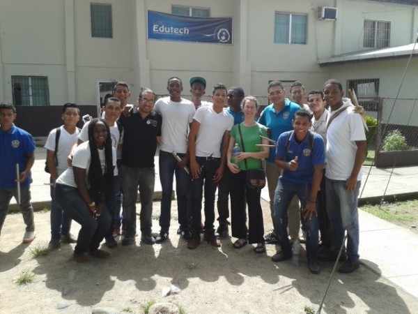 With students at la Ceiba, Honduras
